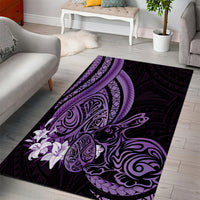 Purple Polynesia Easter Day Area Rug Eggs With Bunny Polynesian Pattern