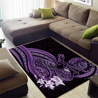 Purple Polynesia Easter Day Area Rug Eggs With Bunny Polynesian Pattern