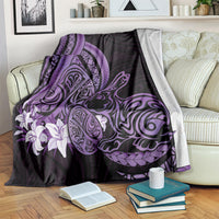 Purple Polynesia Easter Day Blanket Eggs With Bunny Polynesian Pattern