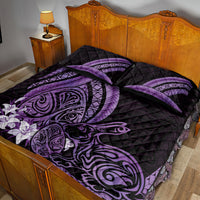 Purple Polynesia Easter Day Quilt Bed Set Eggs With Bunny Polynesian Pattern
