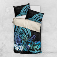 Turquoise Polynesia Easter Day Bedding Set Eggs With Bunny Polynesian Pattern