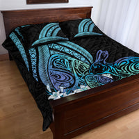Turquoise Polynesia Easter Day Quilt Bed Set Eggs With Bunny Polynesian Pattern