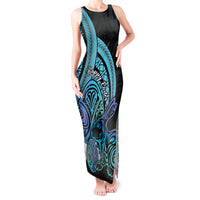 Turquoise Polynesia Easter Day Tank Maxi Dress Eggs With Bunny Polynesian Pattern LT14 Women Turquoise - Polynesian Pride