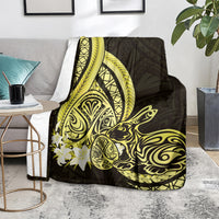 Yellow Polynesia Easter Day Blanket Eggs With Bunny Polynesian Pattern