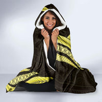 Yellow Polynesia Easter Day Hooded Blanket Eggs With Bunny Polynesian Pattern