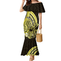 Yellow Polynesia Easter Day Mermaid Dress Eggs With Bunny Polynesian Pattern LT14 Women Yellow - Polynesian Pride