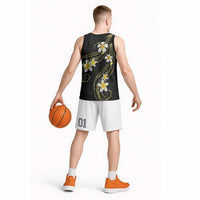 Polynesia Tattoo With Plumeria Basketball Jersey Elegant Vibes