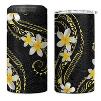 Polynesia Tattoo With Plumeria 4 in 1 Can Cooler Tumbler Elegant Vibes
