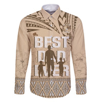 Tonga Father's Day Family Matching Long Sleeve Bodycon Dress and Hawaiian Shirt Best Dad Ever Tongan Ngatu Pattern - Beige