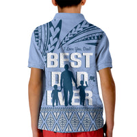 Tonga Father's Day Kid Polo Shirt Best Dad Ever Tongan Ngatu Pattern - Blue