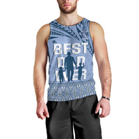 Tonga Father's Day Men Tank Top Best Dad Ever Tongan Ngatu Pattern - Blue