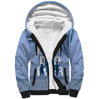 Tonga Father's Day Sherpa Hoodie Best Dad Ever Tongan Ngatu Pattern - Blue LT14 Unisex Blue - Polynesian Pride