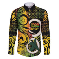 Vanuatu 1980 Family Matching Long Sleeve Bodycon Dress and Hawaiian Shirt Ni-Van Tamtam Sand Drawing Pattern