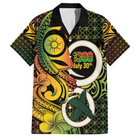 Vanuatu 1980 Family Matching Off The Shoulder Long Sleeve Dress and Hawaiian Shirt Ni-Van Tamtam Sand Drawing Pattern