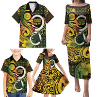 Vanuatu 1980 Family Matching Puletasi and Hawaiian Shirt Ni-Van Tamtam Sand Drawing Pattern