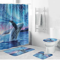 New Zealand Matariki Humpback Whale Bathroom Set Paikea Maori New Year Blue Galaxy LT14 Bathroom Set (4 pcs) Blue - Polynesian Pride