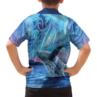 New Zealand Matariki Humpback Whale Family Matching Mermaid Dress and Hawaiian Shirt Paikea Maori New Year Blue Galaxy