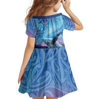 New Zealand Matariki Humpback Whale Family Matching Mermaid Dress and Hawaiian Shirt Paikea Maori New Year Blue Galaxy