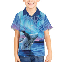 New Zealand Matariki Humpback Whale Family Matching Mermaid Dress and Hawaiian Shirt Paikea Maori New Year Blue Galaxy