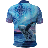 New Zealand Matariki Humpback Whale Polo Shirt Paikea Maori New Year Blue Galaxy