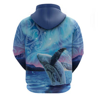 New Zealand Matariki Humpback Whale Zip Hoodie Paikea Maori New Year Blue Galaxy
