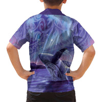 New Zealand Matariki Humpback Whale Family Matching Puletasi and Hawaiian Shirt Paikea Maori New Year Purple Galaxy LT14 - Polynesian Pride
