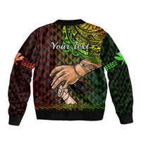 Personalised Father Day Hawaii Sleeve Zip Bomber Jacket Kanaka Kakau Hauoli La Makuakane LT14 - Polynesian Pride