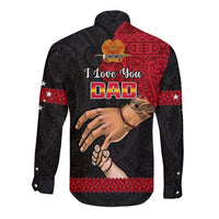 Polynesian Pride Father Day Papua New Guinea Long Sleeve Button Shirt PNG I Love You Dad Black Version LT14 - Polynesian Pride