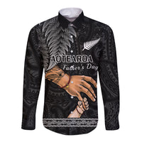 Personalised Father Day New Zealand Long Sleeve Button Shirt Aotearoa Maori Fern I Love You Dad LT14 Unisex Black - Polynesian Pride