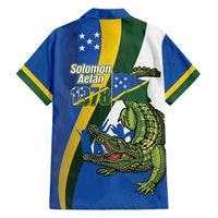 Solomon Islands Independence Day Family Matching Off Shoulder Maxi Dress and Hawaiian Shirt Happy 7 July Crocodile Flag Style