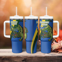 Solomon Islands Independence Day Tumbler With Handle Happy 7 July Crocodile Flag Style LT14 - Polynesian Pride