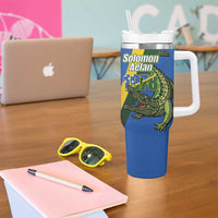 Solomon Islands Independence Day Tumbler With Handle Happy 7 July Crocodile Flag Style LT14 - Polynesian Pride
