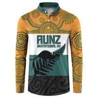 AUNZ Rugby Custom Button Sweatshirt Australia Kangaroo New Zealand Silver Fern - Polynesian Pride