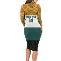 AUNZ Rugby Custom Family Matching Long Sleeve Bodycon Dress and Hawaiian Shirt Australia Kangaroo New Zealand Silver Fern - Polynesian Pride