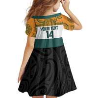 AUNZ Rugby Custom Family Matching Off Shoulder Short Dress and Hawaiian Shirt Australia Kangaroo New Zealand Silver Fern - Polynesian Pride