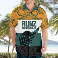 AUNZ Rugby Custom Hawaiian Shirt Australia Kangaroo New Zealand Silver Fern LT14 - Polynesian Pride