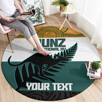 AUNZ Rugby Custom Round Carpet Australia Kangaroo New Zealand Silver Fern - Polynesian Pride
