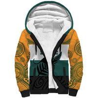 AUNZ Rugby Custom Sherpa Hoodie Australia Kangaroo New Zealand Silver Fern - Polynesian Pride