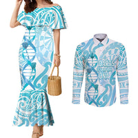 Personalised New Zealand Darts Couples Matching Mermaid Dress and Long Sleeve Button Shirt Aotearoa Maori Its In My DNA White - Polynesian Pride