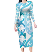 Personalised New Zealand Darts Family Matching Long Sleeve Bodycon Dress and Hawaiian Shirt Aotearoa Maori Its In My DNA White - Polynesian Pride