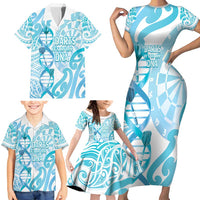 Personalised New Zealand Darts Family Matching Short Sleeve Bodycon Dress and Hawaiian Shirt Aotearoa Maori Its In My DNA White - Polynesian Pride
