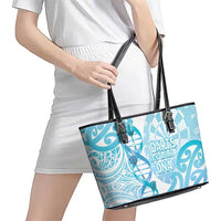 New Zealand Darts Leather Tote Bag Aotearoa Maori Its In My DNA White LT14 - Polynesian Pride