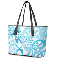 New Zealand Darts Leather Tote Bag Aotearoa Maori Its In My DNA White LT14 - Polynesian Pride