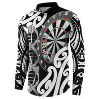 Personalised New Zealand Darts Button Sweatshirt Aotearoa Maori Its In My DNA Black - Polynesian Pride