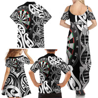 Personalised New Zealand Darts Family Matching Summer Maxi Dress and Hawaiian Shirt Aotearoa Maori Its In My DNA Black - Polynesian Pride
