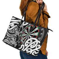 New Zealand Darts Leather Tote Bag Aotearoa Maori Its In My DNA Black LT14 - Polynesian Pride