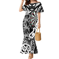 Personalised New Zealand Darts Mermaid Dress Aotearoa Maori Its In My DNA Black - Polynesian Pride