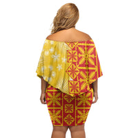 Kahili Quilt Hawaii Family Matching Off Shoulder Short Dress and Hawaiian Shirt Tropical Flower Seamless Half Style LT14 - Polynesian Pride