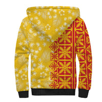 Kahili Quilt Hawaii Sherpa Hoodie Tropical Flower Seamless Half Style LT14 - Polynesian Pride