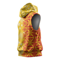 Kahili Quilt Hawaii Sleeveless Hoodie Tropical Flower Seamless Half Style LT14 - Polynesian Pride